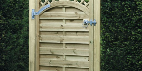 Arched lattice top garden gate