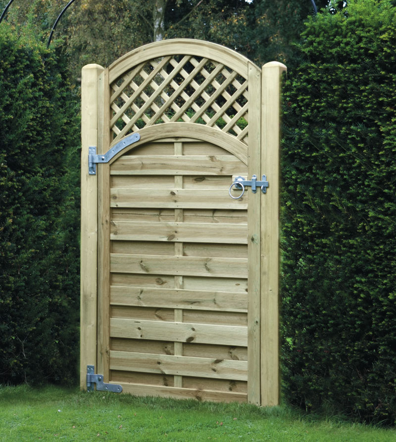 Arched lattice top garden gate