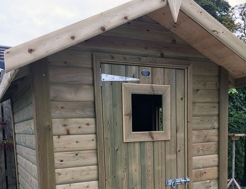 Shed with window in door