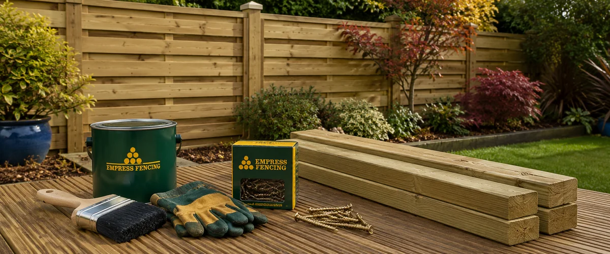 Preparing a fence for autumn with timber and fixings